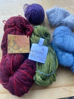 Pagu Pura & Acadia Multi-Color Yarn Bundle - Red, Purple, Green, Blue, Gray